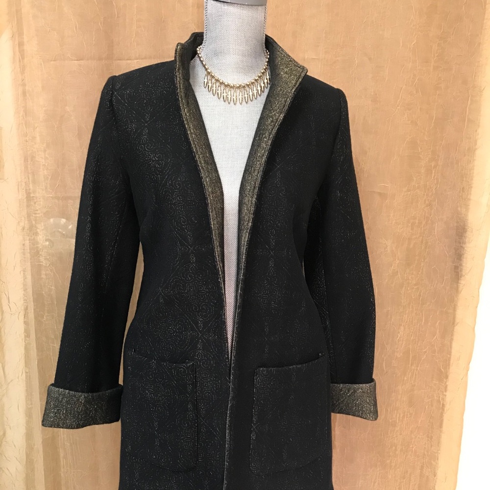Chico’s | Subtle Gold & Black Duster Jacket | 0